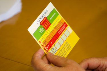 person holding card